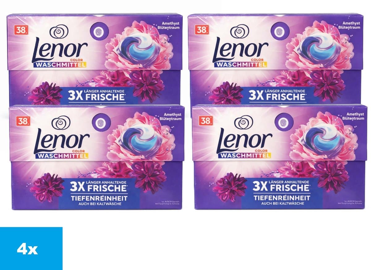 Lenor Color Wasmiddel Pods Amethyst Blütentraum – 4 x 38 Wasbeurten – 152 Pods – 3X Langdurige Frisheid – Voordeelverpakking — afbeelding 1