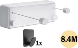 PLAY IT Waslijn Uittrekbaar 8.4 meter Wit - 2x 4.2 meter - Wanddroogrek - Wasrek — thumbnail 1