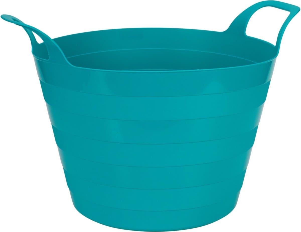 Excellent Houseware Flexibele wasmand - petrol blauw - 30 liter - kunststof - 54 x 37 cm - met handvatten — afbeelding 1