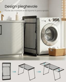 SONGMICS LLR522BH01 Opvouwbare kledingluchter, vloerdroogrek, uitschuifbare vleugels, droogoppervlak 22 m, met sokhouder, zwarte inkt — thumbnail 2