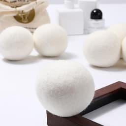 6 wollen droogballen - Droogballen - Wasbollen - Herbruikbaar - Bespaart droogtijd - 5 cm - Beige - Wol — thumbnail 4