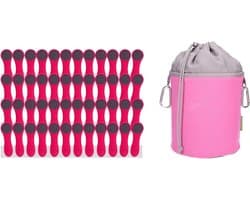 Wasknijpers met drukveren - Softtouch - Canvas zak - 48 stuks