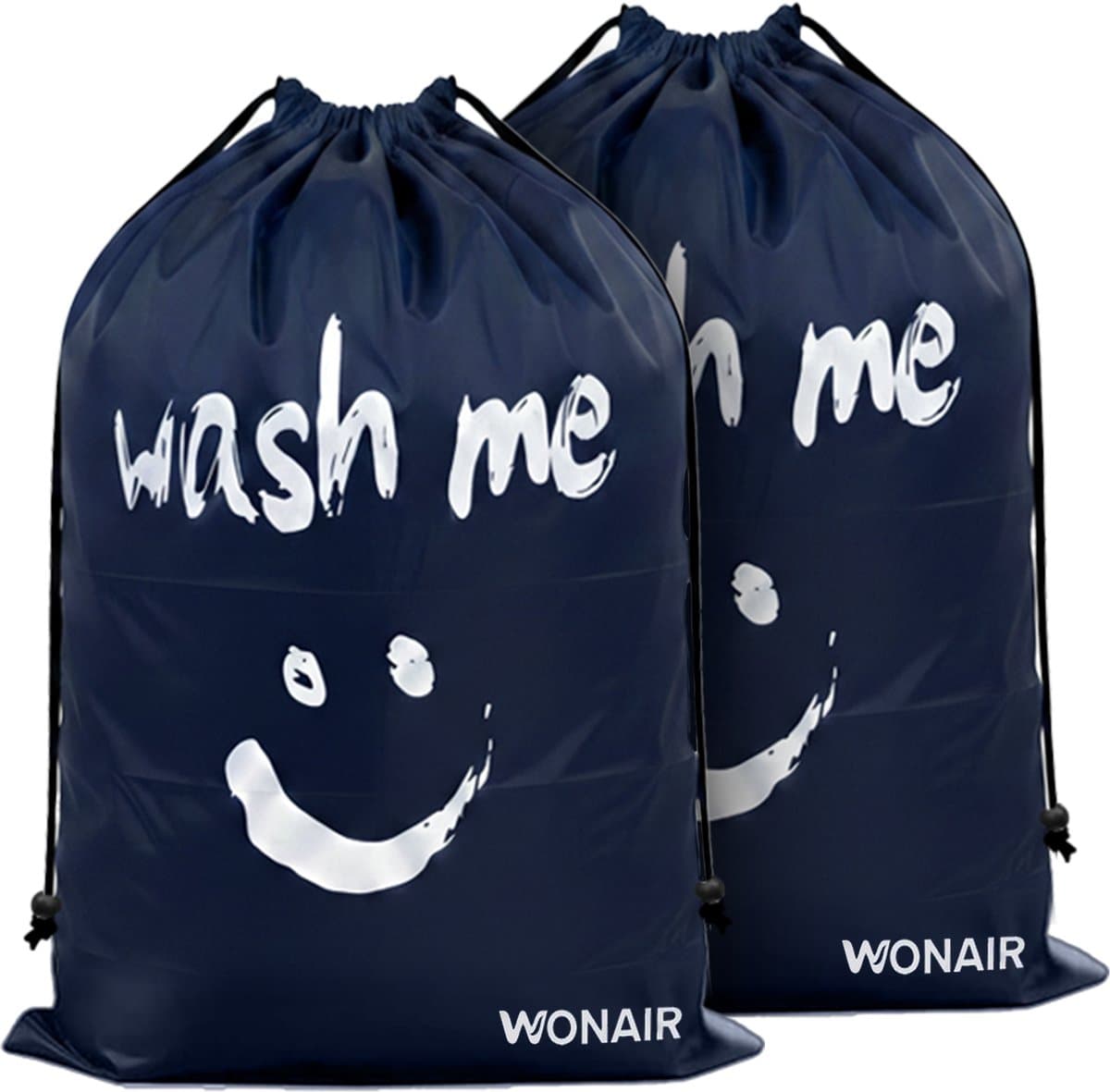 Wonair - Waszak - Waszakken - Grote waszak - Laundry bag - 2 Stuks - 60x90cm - Donkerblauw - Met trekkoord — afbeelding 1