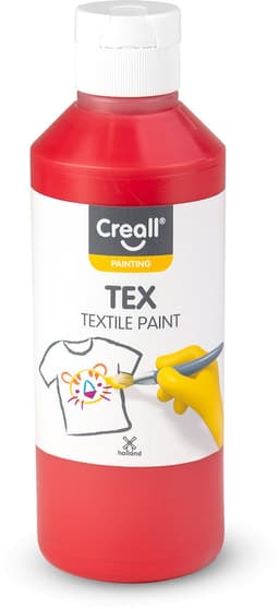 Creall Tex - Textiel- & Stoffenverf - Rood - 250ml - Machine wasbaar na fixatie - Voor T-shirts, jeans, schoenen, stoffen tassen, meubels en auto-interieurs/hemelbekleding - Gemaakt in NL - Glutenvrij — thumbnail 1
