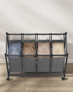 Songmics Wasmand met wielen, wasmand met 4 verwijderbare waszakken, waswagen, wasmand, voor wasruimte, slaapkamer, badkamer, 4 x 45 L, leisteengrijs RLS103G01 — thumbnail 2