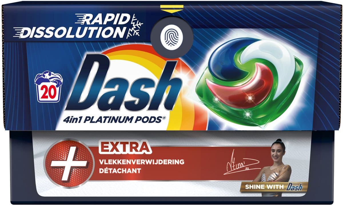 Dash 4in1 PODS - +Extra Vlekkenverwijderaar - Wasmiddelcapsules - Voordeelverpakking 4 x 20 Wasbeurten — afbeelding 1