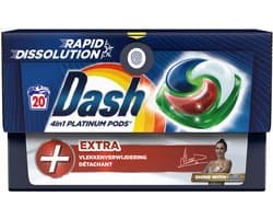 Dash 4in1 PODS - +Extra Vlekkenverwijderaar - Wasmiddelcapsules - Voordeelverpakking 4 x 20 Wasbeurten