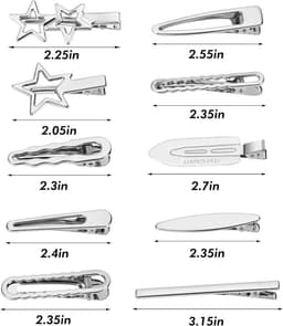 Set van 10 Zilveren Metalen Alligator Haarspelden - Stevige & Dunne Klemmen voor Alle Haartypes — thumbnail 5