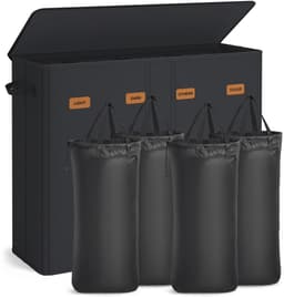 Ohana DT - Wasmand 4 Vakken - Wassorteerder - 210 Liter - 84x33 x75 CM - Oxford Stof - Afneembare Binnentassen - Zwart — thumbnail 1