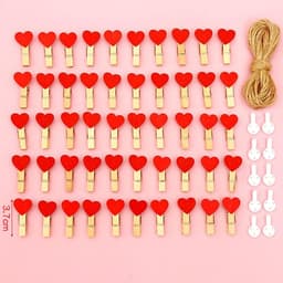 Set van 50 Houten Mini Knijpers met 10m Jute Koord - Decoratie Klemmen — thumbnail 5