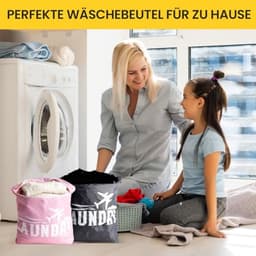 Ultiluxe® Waszakken - 2 Stuks - Reis Waszak - Vuile Waszak - 46 x 58 cm - Met Ritssluiting - Waterdicht Oxford - Grijs/Roze — thumbnail 3