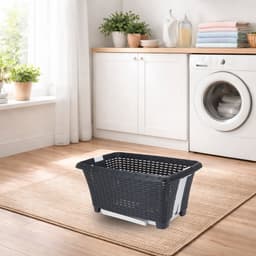 Bathroom solutions wasmand op poten - antraciet - 38 liter - 39 x 59 x 29 cm - Wasgoedmanden - kunststof — thumbnail 2