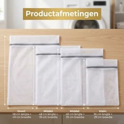 DIVERZA Waszakken Set 4-delig – Waszak voor Wasmachine – Beschermt Kleding – Fijnmazig Gaas – Met Ritssluiting – 1 Groot 2 Middel 1 Klein – Wit — thumbnail 4