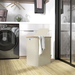 HOMCOM Wasmand - Vliesstof - 54x34x58,5 cm - Beige — thumbnail 5