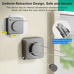 Intrekbare Waslijn RVS 4.2M voor Binnen en Buiten met Anti-Doorzak Mechanisme — thumbnail 2