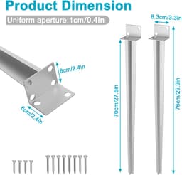4x Grondhulsset Grondanker Paalhouder 83x60x700 mm – Verzinkt Staal – Zonder Beton – Voor Schutting, Pergola, Carport & Tuinhuis – Zilver — thumbnail 5