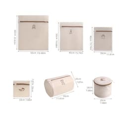 Kraftverdia - 6-delig Waszakken - Set voor de Wasmachine - Bescherming voor wasgoed - Ademende Mesh - Voor Kleding, Sok en Lingerie - Herbruikbaar - Groot met Rits - Beige — thumbnail 5