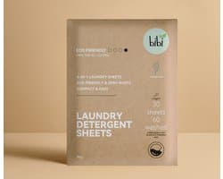 Bibi Wasstrips Mountain Mint – 120 Wasbeurten (2×60) – Wasmiddel Strips – Wasmiddeldoekjes – Wasvellen – Laundry Sheets – Plasticvrij – Voor Alle Wasmachines