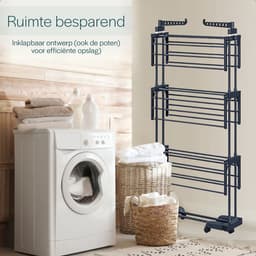 BAUER & MEYER® - Droogrek - Inklapbaar Wasrek - Incl. 20 wasknijpers - Droogtoren - Wastoren - 173 x 75 x 63 cm - Zwart — thumbnail 4