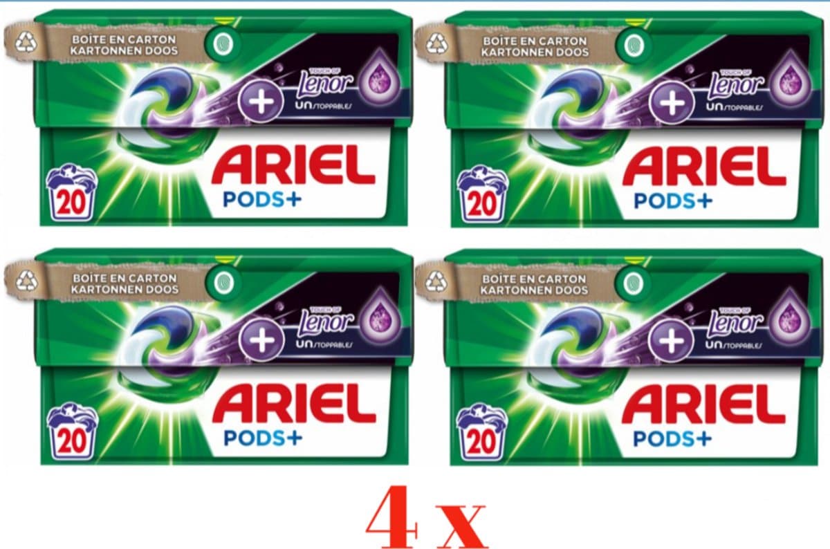 4x Ariel All-in-1 Pods+ Wasmiddelcapsules Vleugje Lenor Frisheid 20 stuks — afbeelding 1