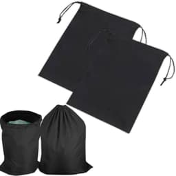 Allecto Plus - 2-pack vuile waszakken, reiszak met trekkoord, opvouwbare waszak voor thuis, slaapzaal, camping - 60x80 cm - Zwart — thumbnail 1