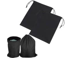 Allecto Plus - 2-pack vuile waszakken, reiszak met trekkoord, opvouwbare waszak voor thuis, slaapzaal, camping - 60x80 cm - Zwart