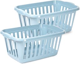 Plasticforte Wasmand - 2x - blauw - kunststof - 40 liter - 60 x 40 x 26 cm - manden voor wasgoed - huishouden - opbergmand — thumbnail 1
