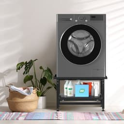 Wasmachine opbouwmeubel Zwart 150 kg belastbaar - 63x54x42cm - Wasmachine Verhoger Met uittrekbaar rek — thumbnail 4