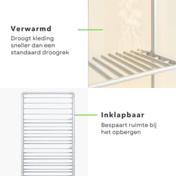 Cheqo® Elektrisch Droogrek - Droogtoren - Wastoren - 21M Droogruimte - Inklapbaar Aluminium - Verwarmd voor Badkamer - Elektrisch Wasrek - Droger — thumbnail 4