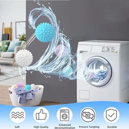 6 Pack Herbruikbare Drogerballen voor Pluizige Kleding - Set van 6 Stuks - Voor Wasdroger - Efficiënte Reiniging - Huishoudelijke Wasbal — thumbnail 3