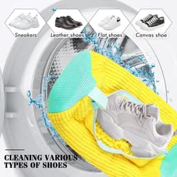 2 stuks wasnet - schoenwaszak - wasmachine met ritssluiting - 360 graden reinigingspluisjes - verhoogde interne wrijving - schoenen voor geelblauw — thumbnail 3