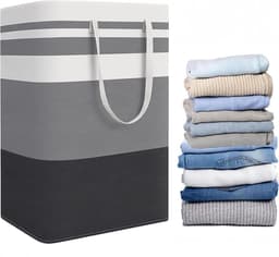 Opvouwbare wasmand - Waszak met grote capaciteit - Wasmand met handgrepen - Wasmand voor huishoudelijk vuil wasgoed - Geschikt voor slaapkamer, badkamer, slaapzaal — thumbnail 1