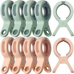 Strandlakenklemmen - Sterke wasknijpers - 10 stuks - 6 × 2,2 × 10,5 cm - Onmisbaar voor cruiseschepen, zwembaden, stoelen, stranden en cruiseschepen - Groen en roze — thumbnail 1
