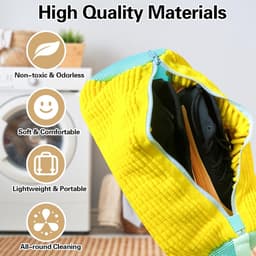 Allecto plus - Waszak van fluweel voor ademende schoenopslag in wasmachine - Gele schoenenwaszak met ritssluiting - Schoenenzak voor sportschoenen en sandalen - Beige Kleurige opbergzak — thumbnail 5