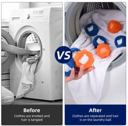 10-pack dierenhaarverwijderaar voor de was, wasmachine, droger, haarbalverwijderaar (oranje + blauw) — thumbnail 5