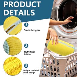 Schoenwaszakken 2 Stuks - Beschermende Waszak voor Schoenen met Ritssluiting - Voorkom Vervorming en Kleurverlies - Geschikt voor Wasmachine - Geel — thumbnail 2