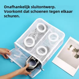 2 artikelen - Schoenwaszakken - Mesh schoenwaszakken - Mesh schoenwaszakken voor sneakers - Verdikt - Hangend drogende meshzak - Geschikt voor sneakers, sportschoenen en slippers - Machinewasbaar - Vormvast — thumbnail 3