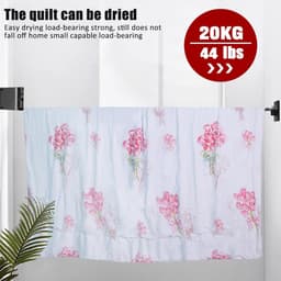 Intrekbare, verstelbare waslijn voor binnen, aan de muur bevestigd, wasdroger voor badkamer, balkon, binnen en buiten, zwarte, onzichtbare waslijn — thumbnail 2