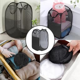 Opvouwbare wasmand van gaas - Opvouwbare wasmand - Opvouwbare wasmand - Wasmand met zijvakken - Wasmand van gaas met handvat - Geschikt voor badkamers en studentenhuizen - 36*36*58cm — thumbnail 4