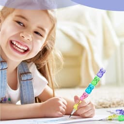 Allecto Plus - Stapelbare Berenpotloden: 12 stuks, Kunststof, Creatief Cadeau voor Kinderen, School Feest - Multikleurig — thumbnail 4