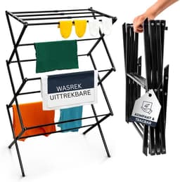 CLGP® Droogmolen met Voet voor Camping & Thuis - Wasrek Staand - Droogrek Inklapbaar - Zwart — thumbnail 5