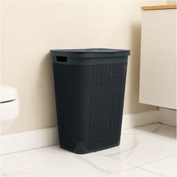 Wasmand 'Hessian' met deksel - 60 Liter - Box - Antraciet - Ventilatie — thumbnail 5