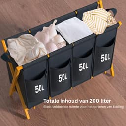 CLGP® Wassorteerder 4 Vakken - Wasmand - 200L - Grijs — thumbnail 4