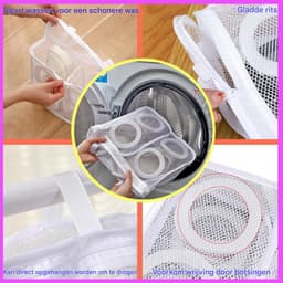 2 stuks schoenwaszakken - Alleen voor de wasmachine - Netstof schoenwaszak - Ophangbaar met rits - Geschikt voor het wassen van delicate kleding - Geschikt voor sportschoenen, ondergoed, sokken - Wit - 36 x 30 x 12 cm / 14,1 x 11,8 x 4,7 inch — thumbnail 4