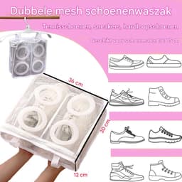 2 stuks schoenwaszakken - Alleen voor de wasmachine - Netstof schoenwaszak - Ophangbaar met rits - Geschikt voor het wassen van delicate kleding - Geschikt voor sportschoenen, ondergoed, sokken - Wit - 36 x 30 x 12 cm / 14,1 x 11,8 x 4,7 inch — thumbnail 5