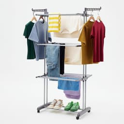 4 Tier Garden Grey Indoor Tower Drying Rack with Folding Wings — thumbnail 1