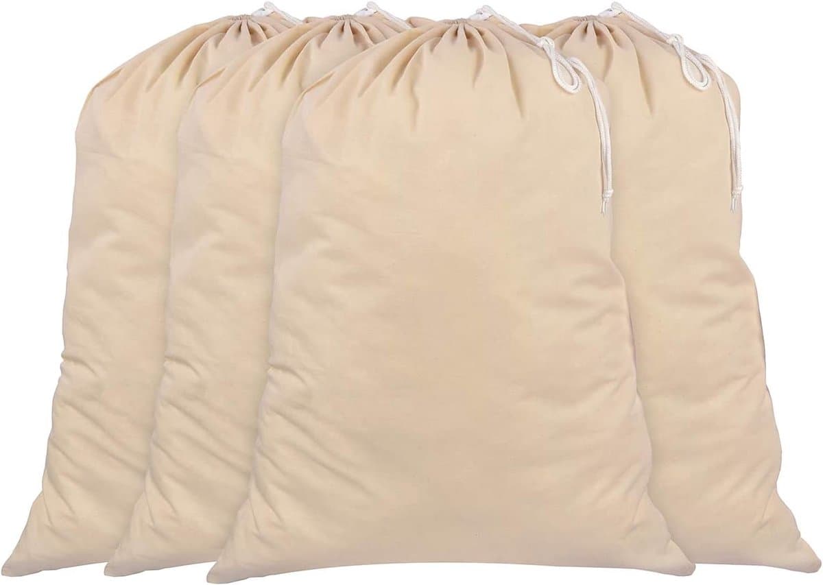 Famanu - 100% katoen Extra grote Heavy Duty Waszakken 71 CM x 91 CM, Natuurlijke Kleur – Lichtgewicht en Duurzaam, geeft u een langdurige oplossing voor uw wasbehoeften — afbeelding 1