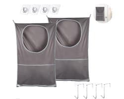 Wasmand Hangend - 2 Stuks - Wasmand - Wasverzamelaar - Ophangbare Wasmand - Hangende Waszak - Herbruikbare Zakken - Hangende Opvouwbare Waszak - Met Plakhaakjes Zelfklevend En Deurhaakjes - Van Oxford-stof - 77x50 CM - Voor Badkamer / Wasruimte — afbeelding 1