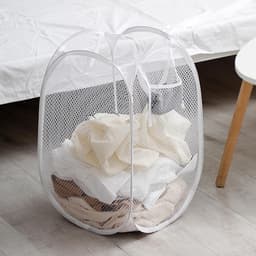 Waszak - Opvouwbaar - 30 X 30 X 58 Cm - Wasmand - Wassorteerder - Laundry Bag - Waszak Groot - Waszakken Voor Wasgoed - Waszakjes Groot - Waszakken - Waszakje Lingerie - Wasnet - Wit — thumbnail 5
