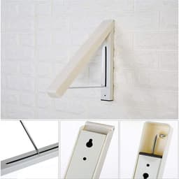Wanddroogrek - Inklapbare Kledinghanger - Uittrekbaar Droogsysteem - Voor Woonhuis & Badkamer - Geen Boren - Volwassenen - Aluminium Kunststof - Zilvergrijs - 60cm - 1 Stuk — thumbnail 1
